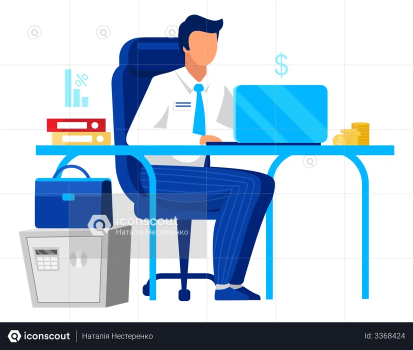Accountant manages business finance  Illustration