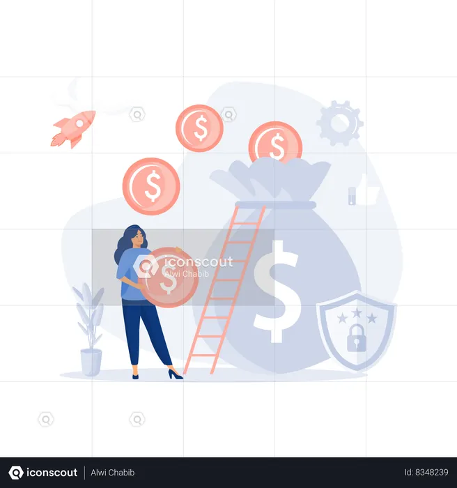 Accumulating money  Illustration