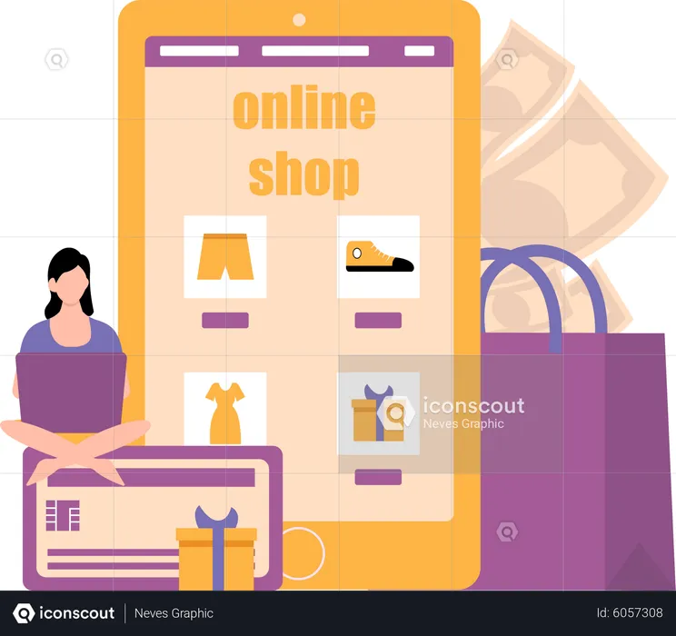 Shopping en ligne  Illustration