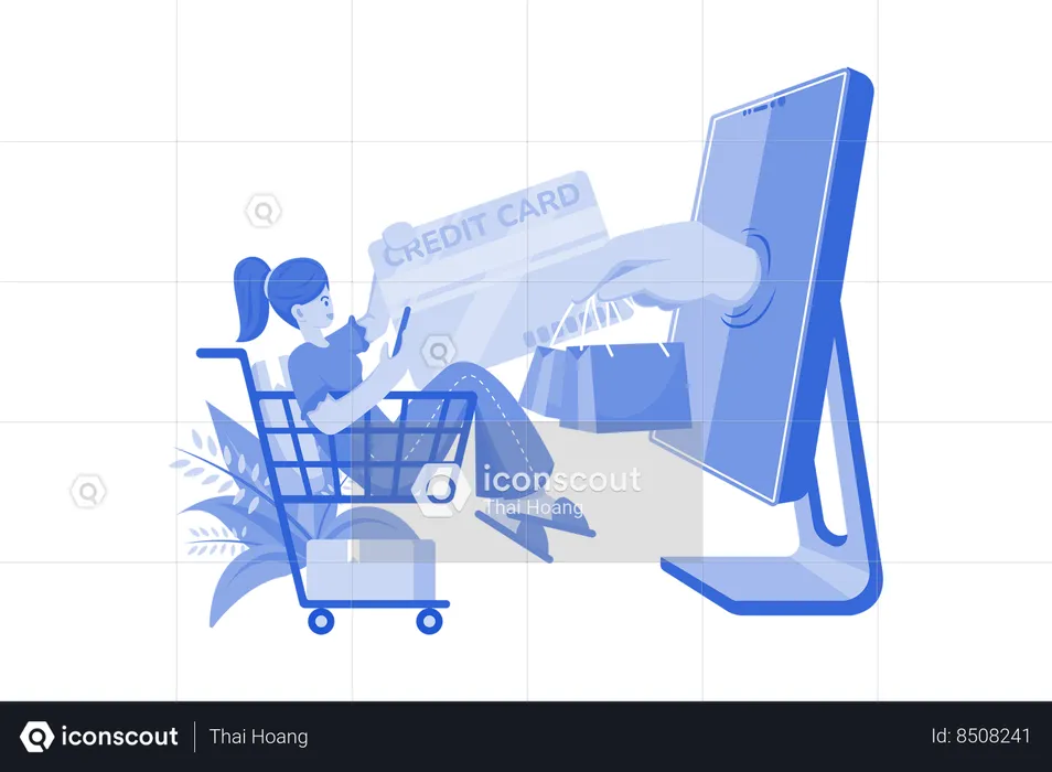 Paiement des achats en ligne  Illustration