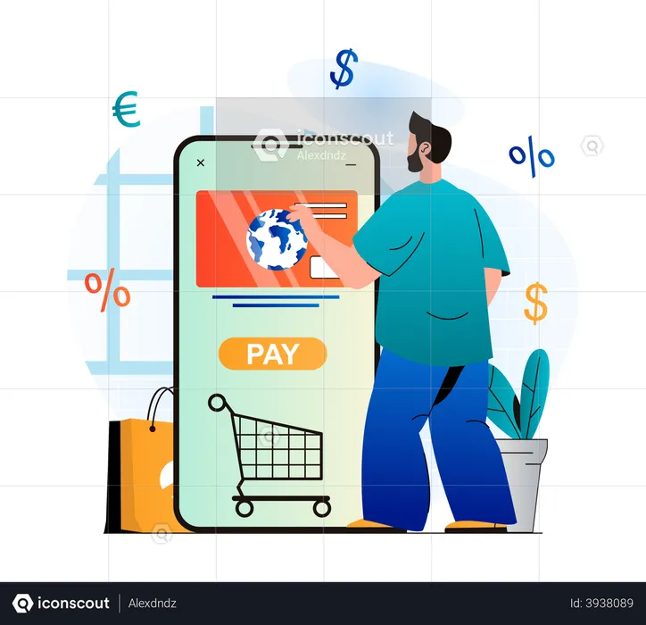 Paiement de la commande d'achat en ligne  Illustration