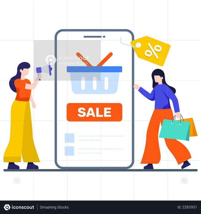 Vente d'achats en ligne Publicité  Illustration