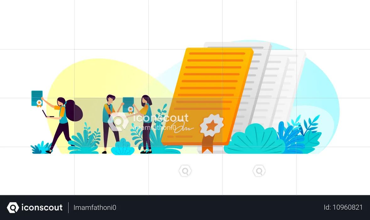Achievement of success worker in reaching a goal  Illustration