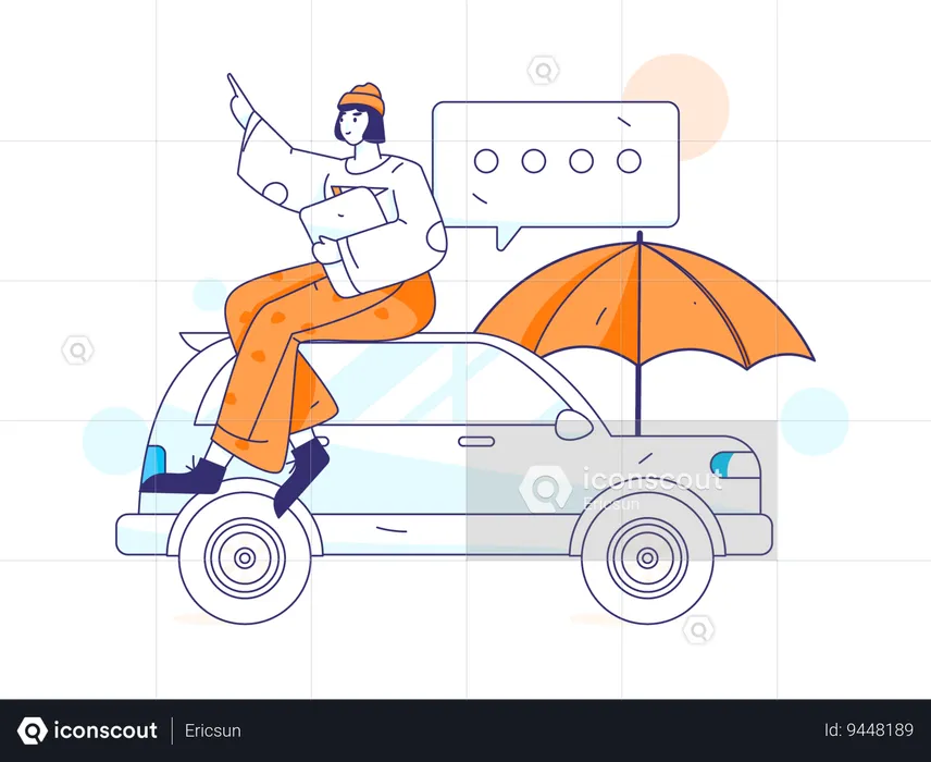 Mulher procura acordo de carro  Ilustração