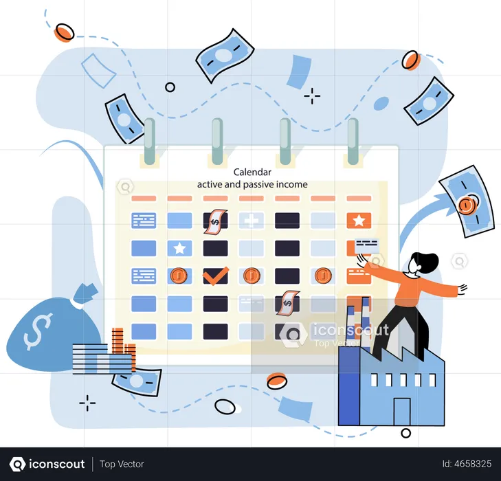 Active And Passive Income  Illustration