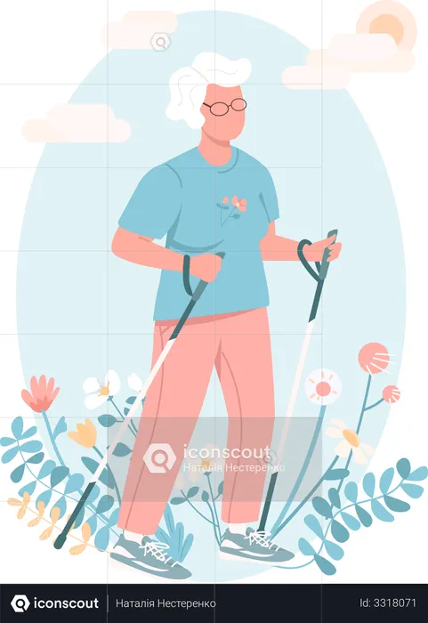 Active elderly female  Illustration