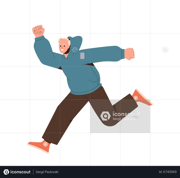 Active Happy Man Jumping In Air  Illustration