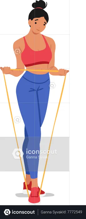 Active Woman Using Resistance Band For Strength Training  Illustration
