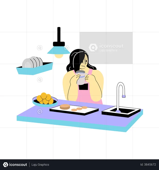 Activity in the kitchen  Illustration