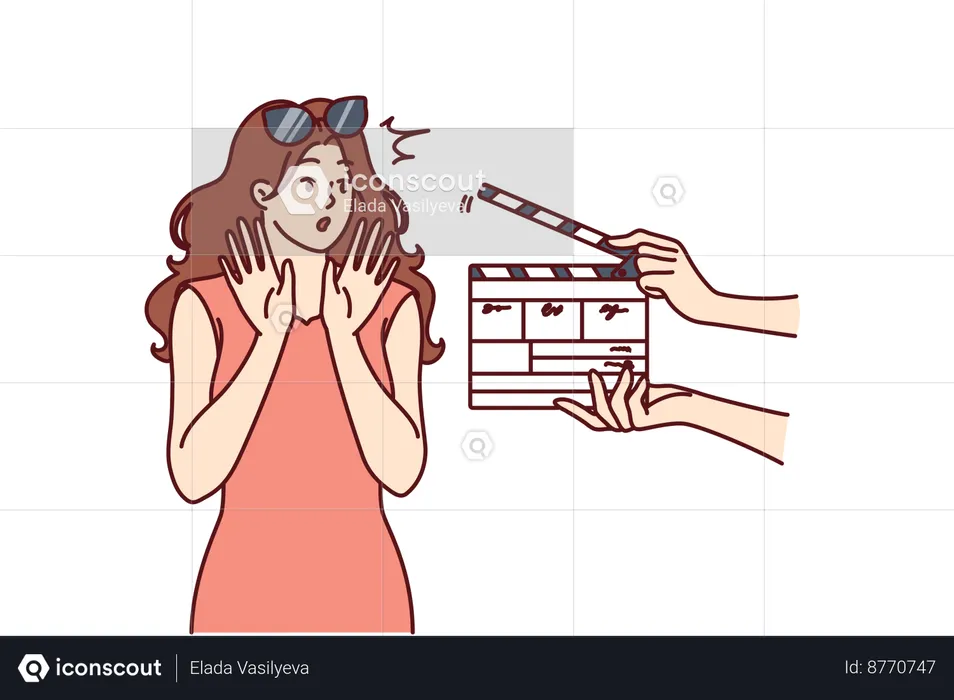 Actress is performing movie shot  Illustration