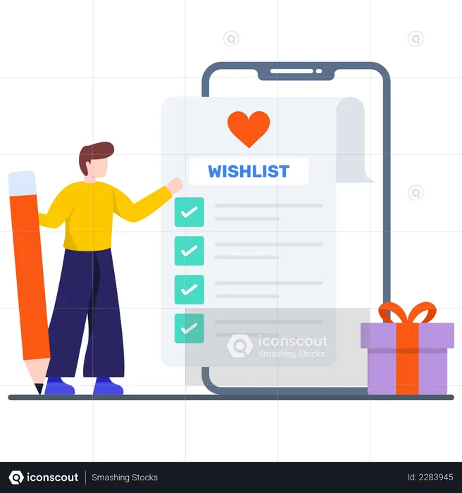 Add Favorite Items into Wishlist  Illustration