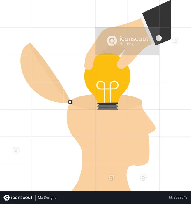 Adding ideas and creativity to employees head  Illustration