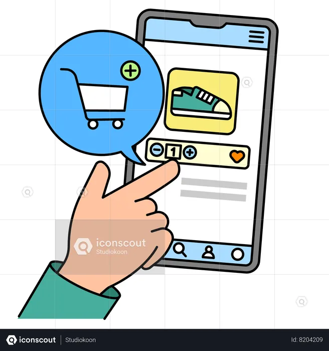 Adding items to cart on shopping app  Illustration