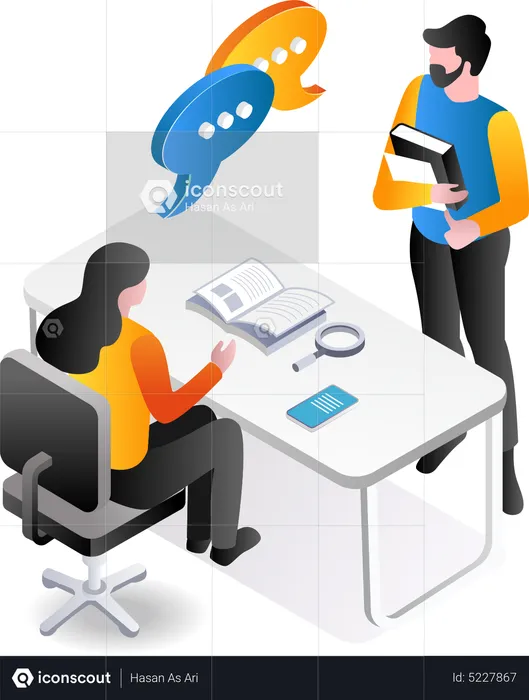 Admin and teacher conversation  Illustration