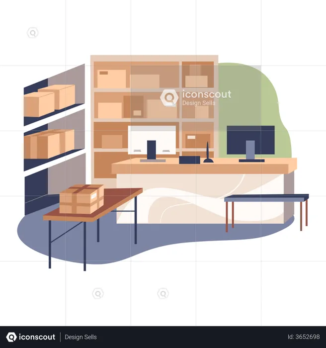 Administrative office at warehouse  Illustration