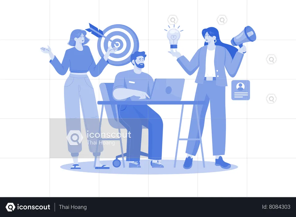 Administrative team setting up business goals  Illustration