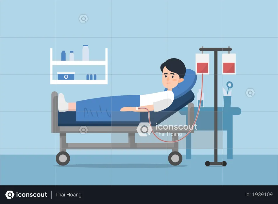 Admitted patient boy to hospital  Illustration