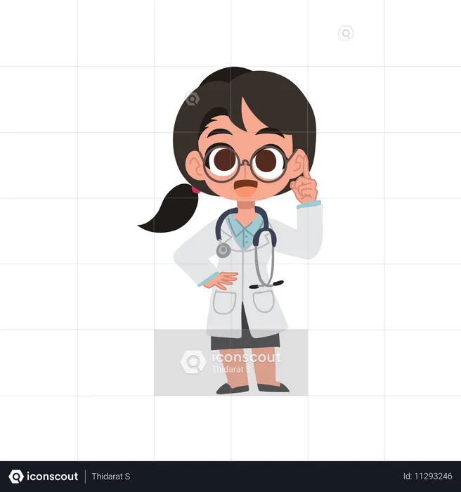 Adorable kawaii female doctor providing medical consultation and healthcare guidance  Illustration