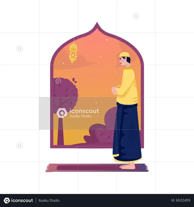 Adoración musulmana rezando  Ilustración