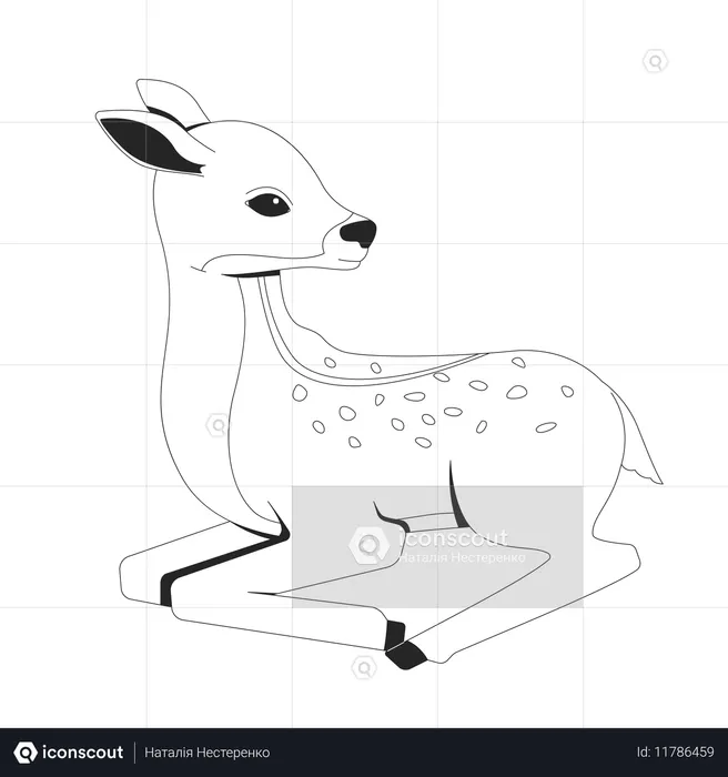 Adorável filhote de veado sentado  Ilustração