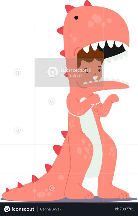 Adorável personagem infantil Dons fantasia de dinossauro  Ilustração