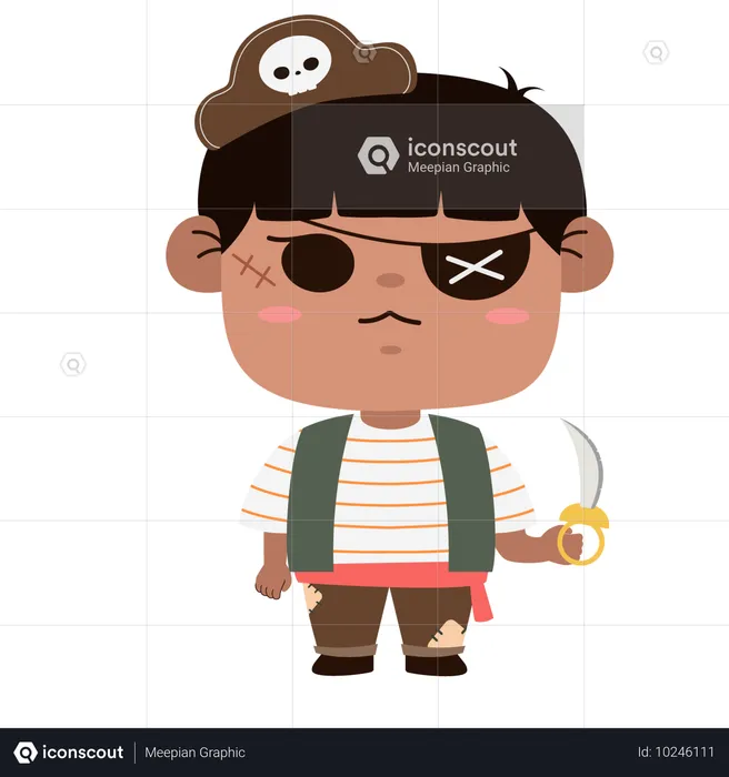 Pirata adorável  Ilustração