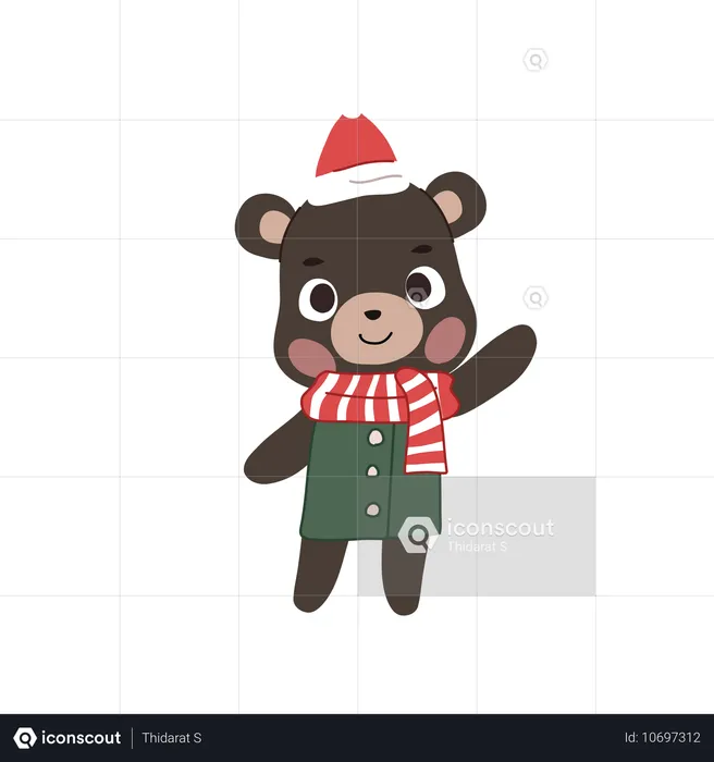 Urso adorável vestido com uma roupa de inverno aconchegante com tema de Natal  Ilustração