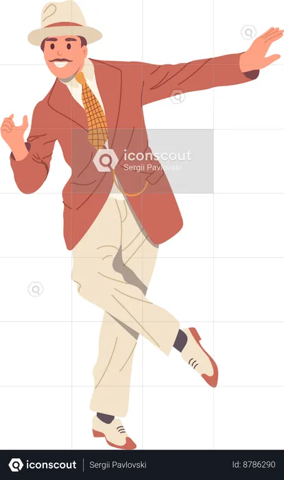 Adult man doing dancing  Illustration