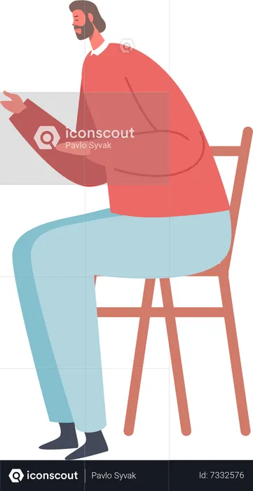 Adult Man Sitting On Comfortable Chair  Illustration
