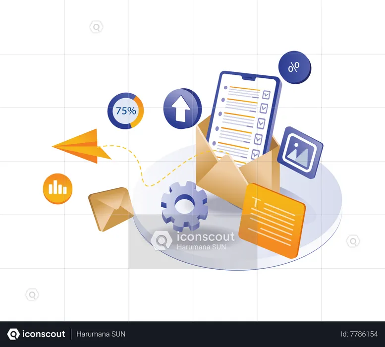 Advanced technology email marketing data  Illustration
