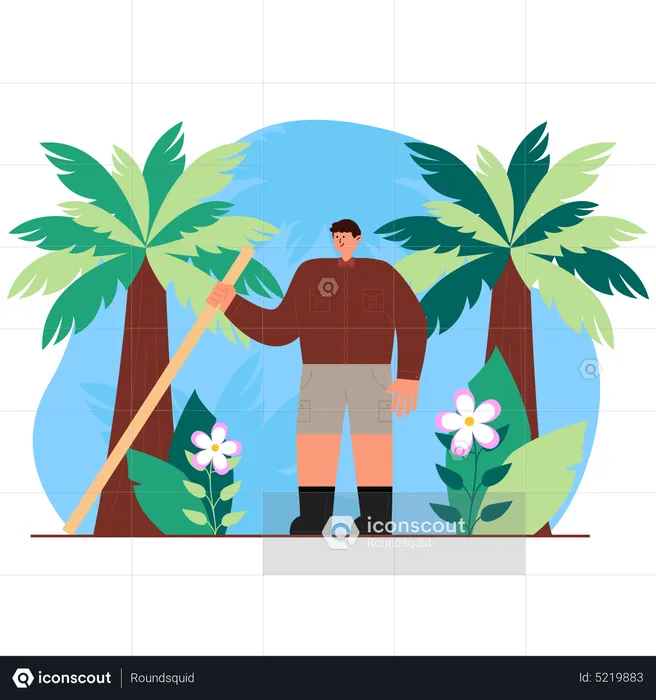 Adventurer in jungle  Illustration