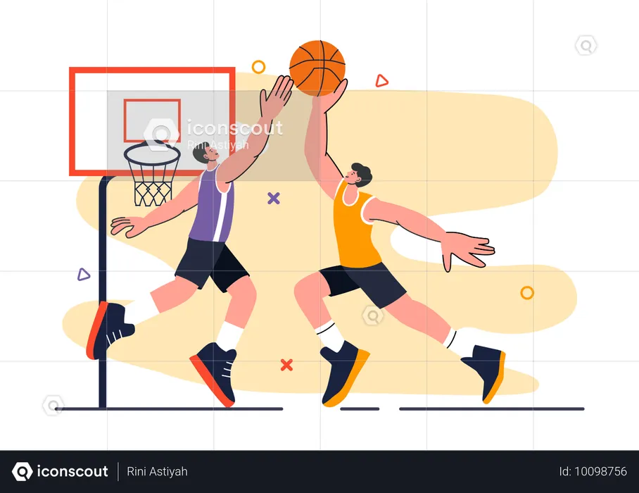 Les adversaires jouent un match de basket-ball  Illustration