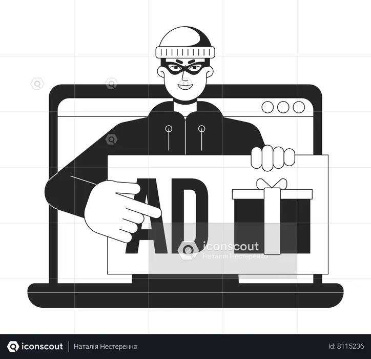 Advertising fraud laptop  Illustration