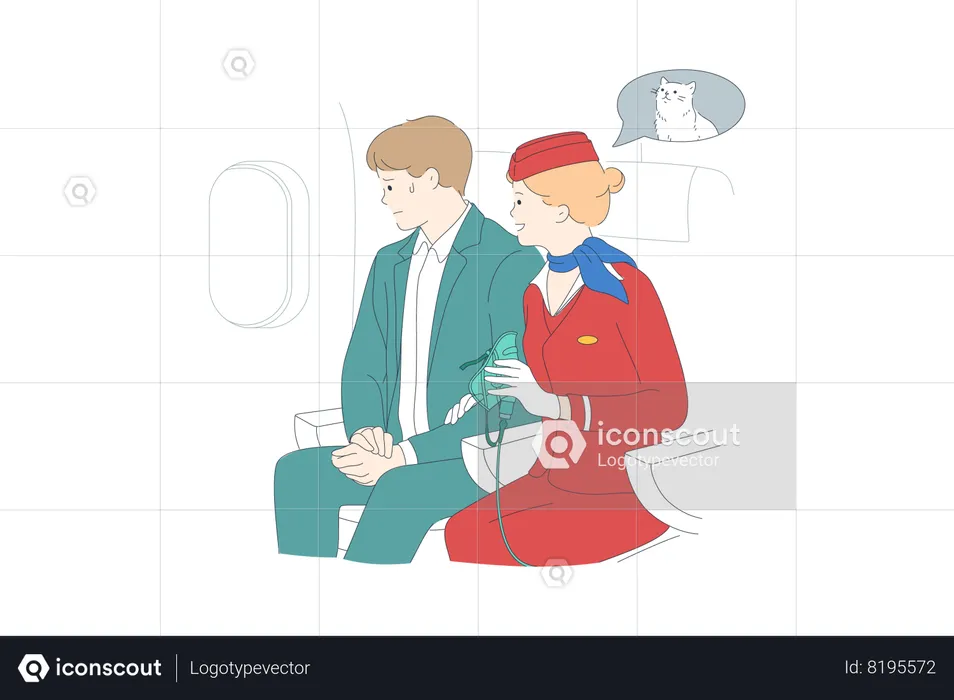 Best Aerophobia and psychological trouble in plane Illustration ...