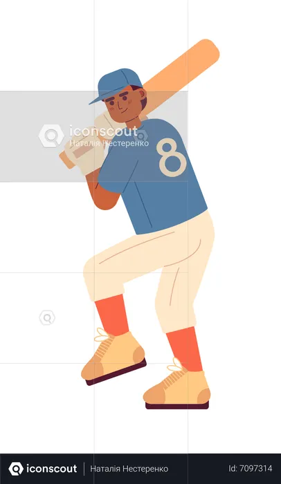 African american baseball player in batting position  Illustration