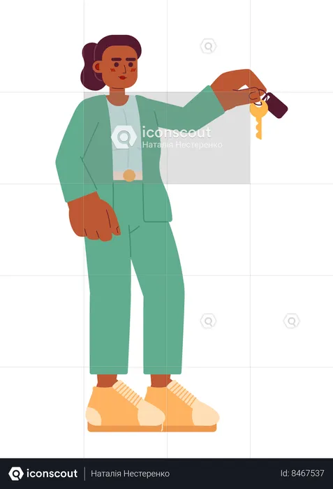 African american business woman suit giving key  Illustration