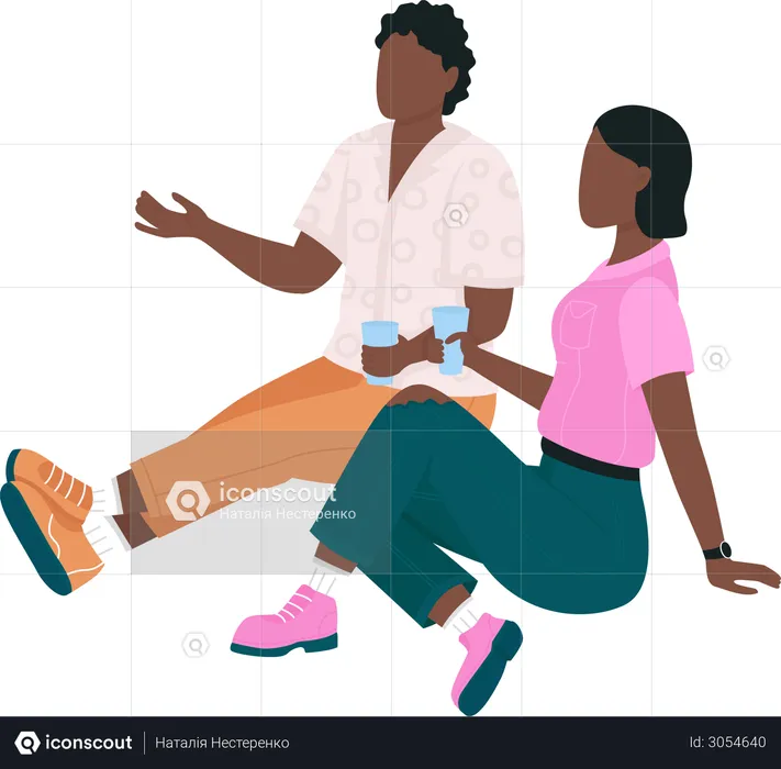 African american couple on picnic  Illustration