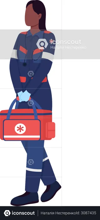 African American female paramedic  Illustration