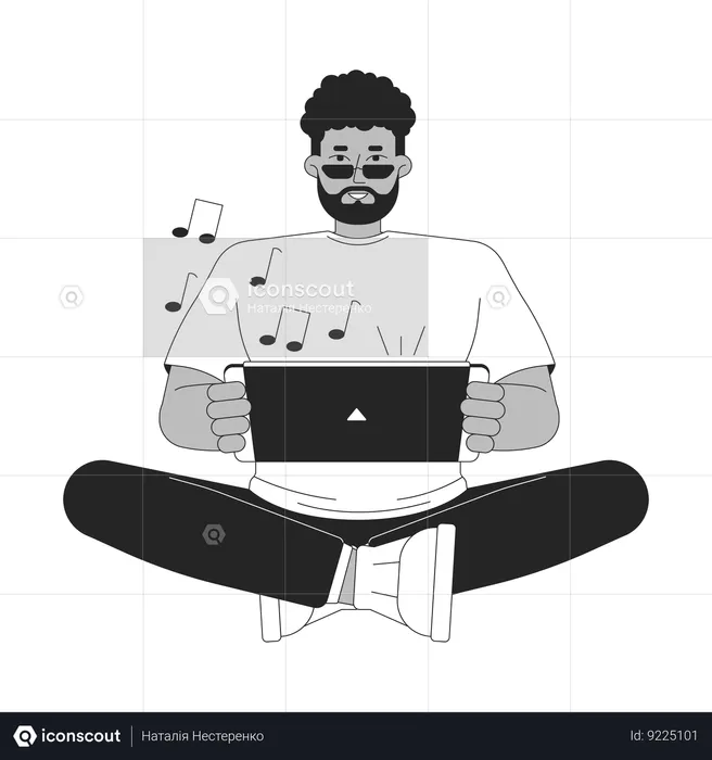 African american man enjoying gaming console  Illustration
