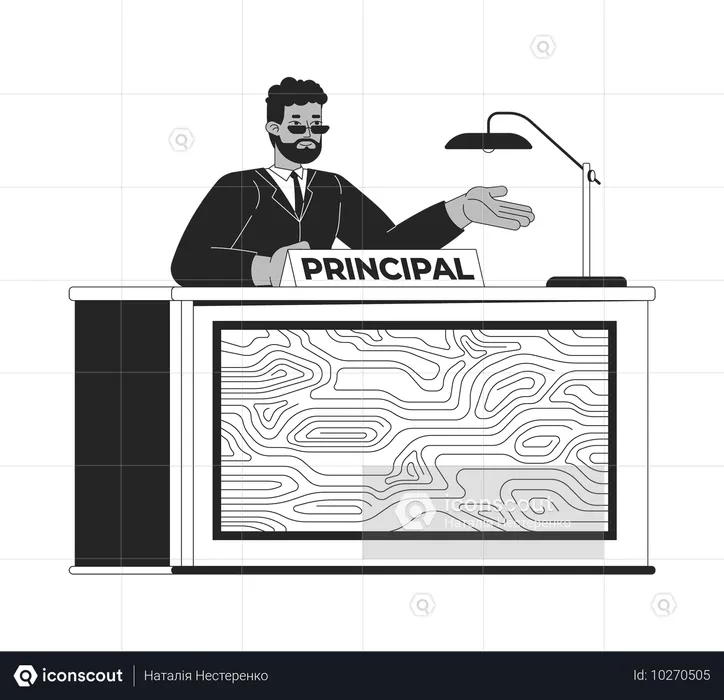 African american man principal at desk  Illustration