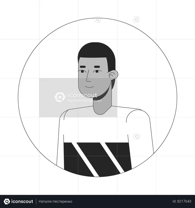 African american short haired young man standing  Illustration