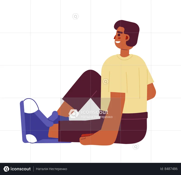 African american smiling man sitting leisurely  Illustration