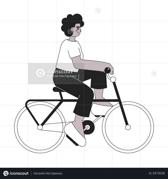 African american sport girl on bicycle  Illustration