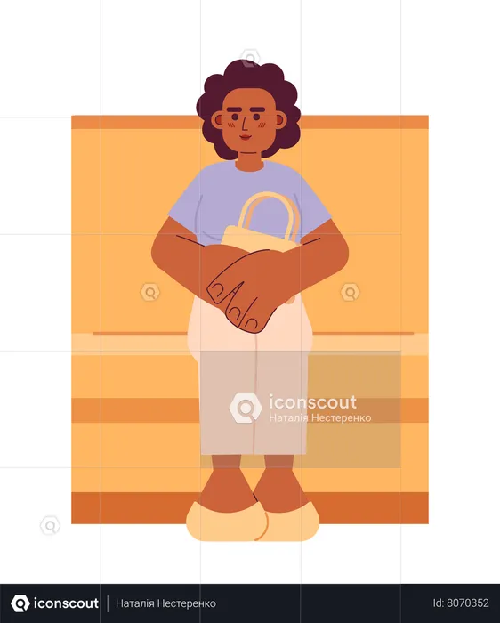 African american woman sitting in public transport  Illustration