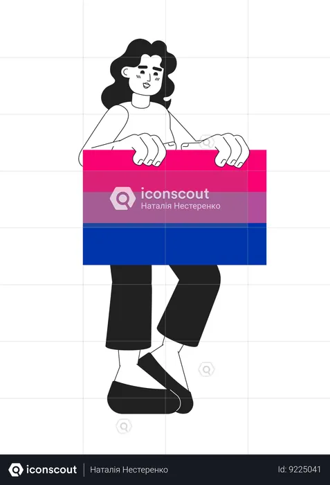 African american woman with bisexual pride flag  Illustration