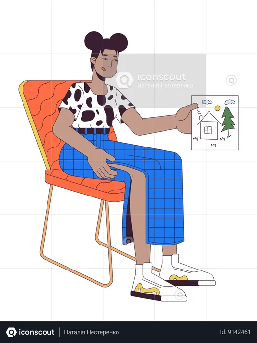 African american woman with child drawing  Illustration