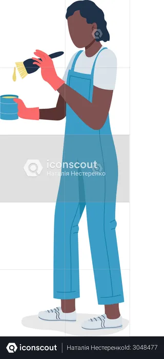 African American woman with paint  Illustration