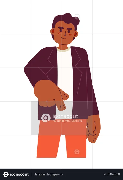 African american young adult man pointing finger  Illustration