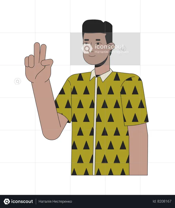 African american young man peace fingers  Illustration