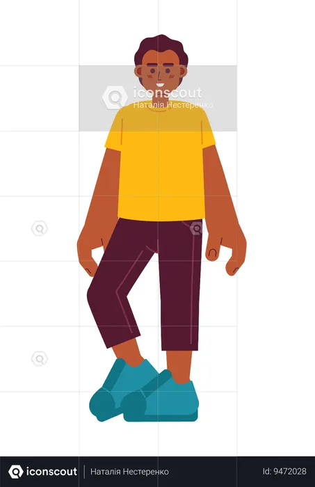 African american youngster standing  Illustration